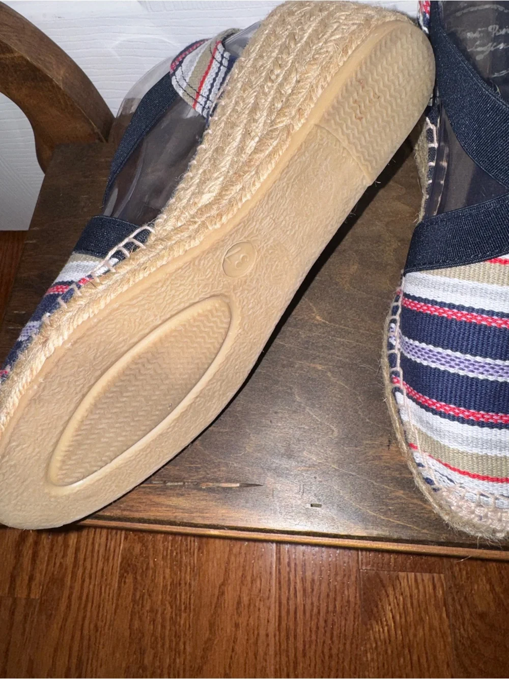 Toni Pons Striped Espadrille Wedge Sandals Navy Red Tan Size 37 / US 7